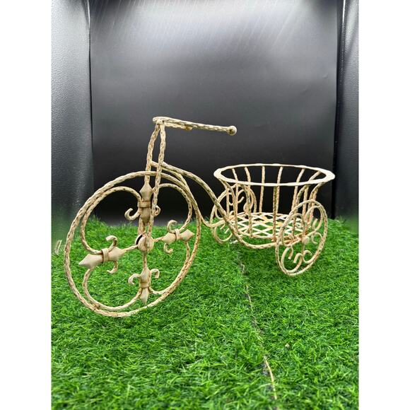 Decorative Ivory Metal Tricycle Planter - Picture 7 of 8